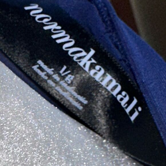 Norma Kamali Sheath Dress Large L Navy Blue Long Sleeve Stretch Washable - Picture 6 of 7